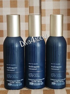 3X Bath & Body Works MAHOGANY COCONUT Concentrated Room Spray Bundle